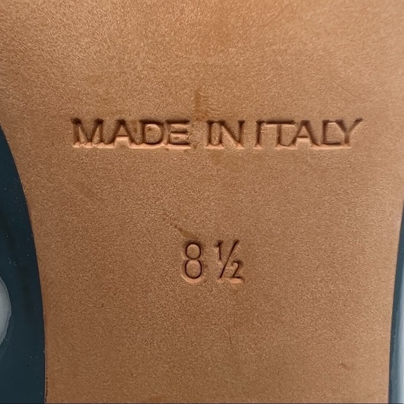 Everlane Patent Blue Green Closed Square Toe Block Heels Size 8 1/2 Women's - Picture 4 of 9